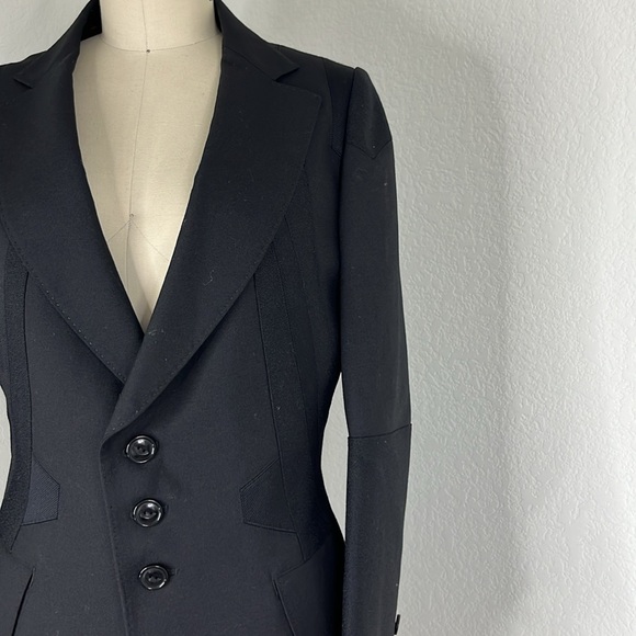 Shiro Sakai Wool Asymetric Placket Tailored Mixed Media Japan Blazer Coat Jacket - Picture 3 of 11